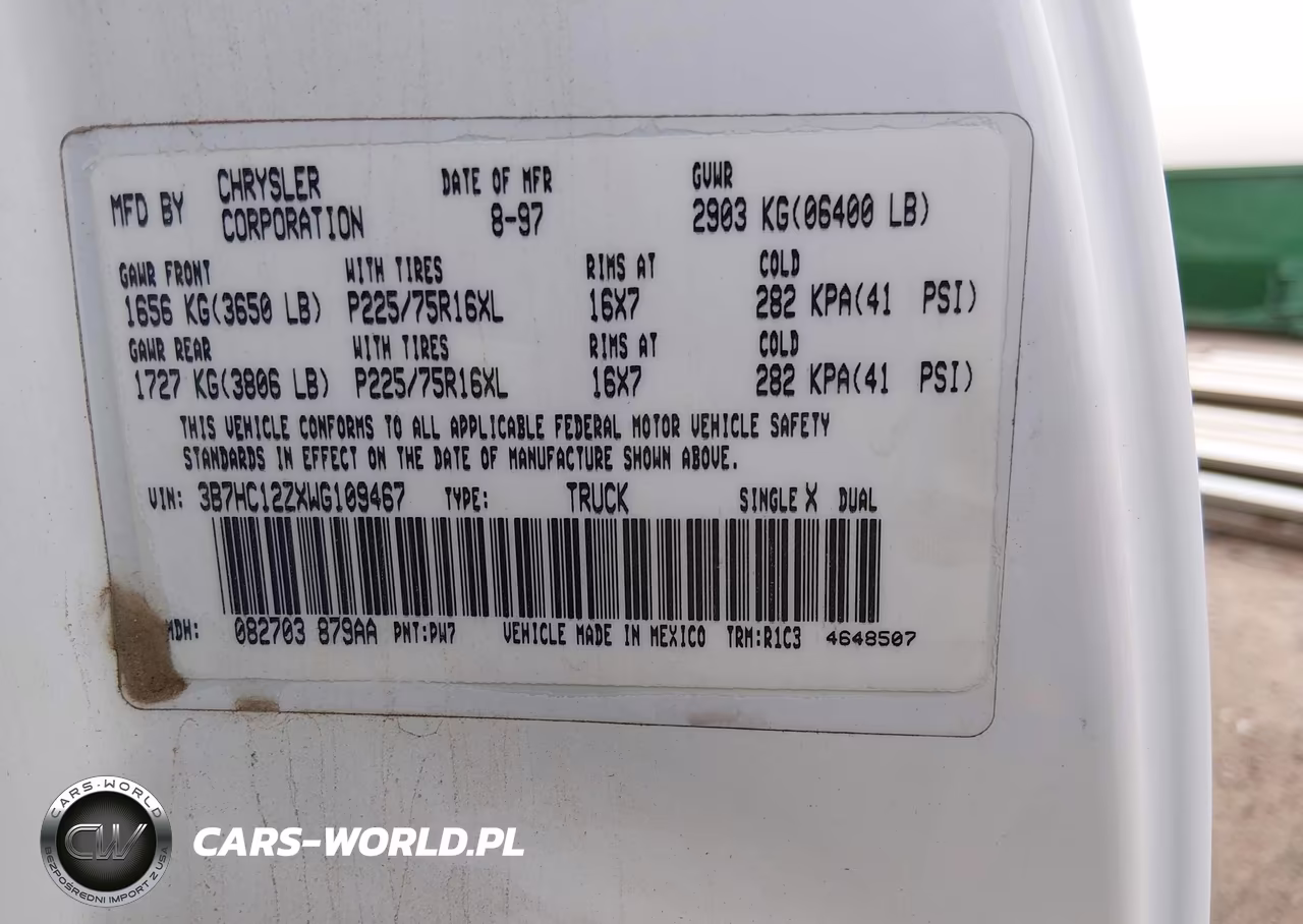 1998 Dodge Ram 1500 St VIN:3B7HC12ZXWG109467 - 9