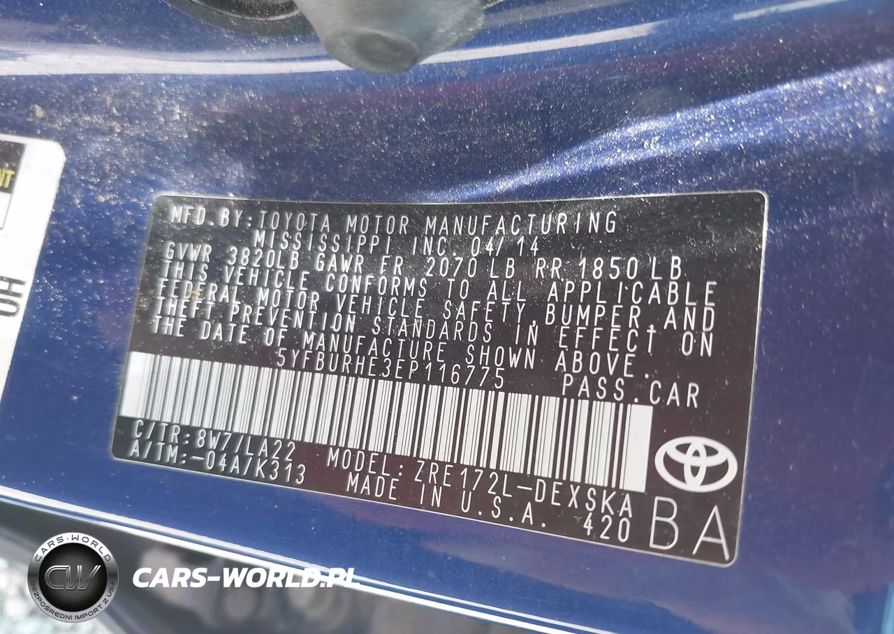 2014 Toyota Corolla S-S Plus-S Premium VIN:5YFBURHE3EP116775 - 9