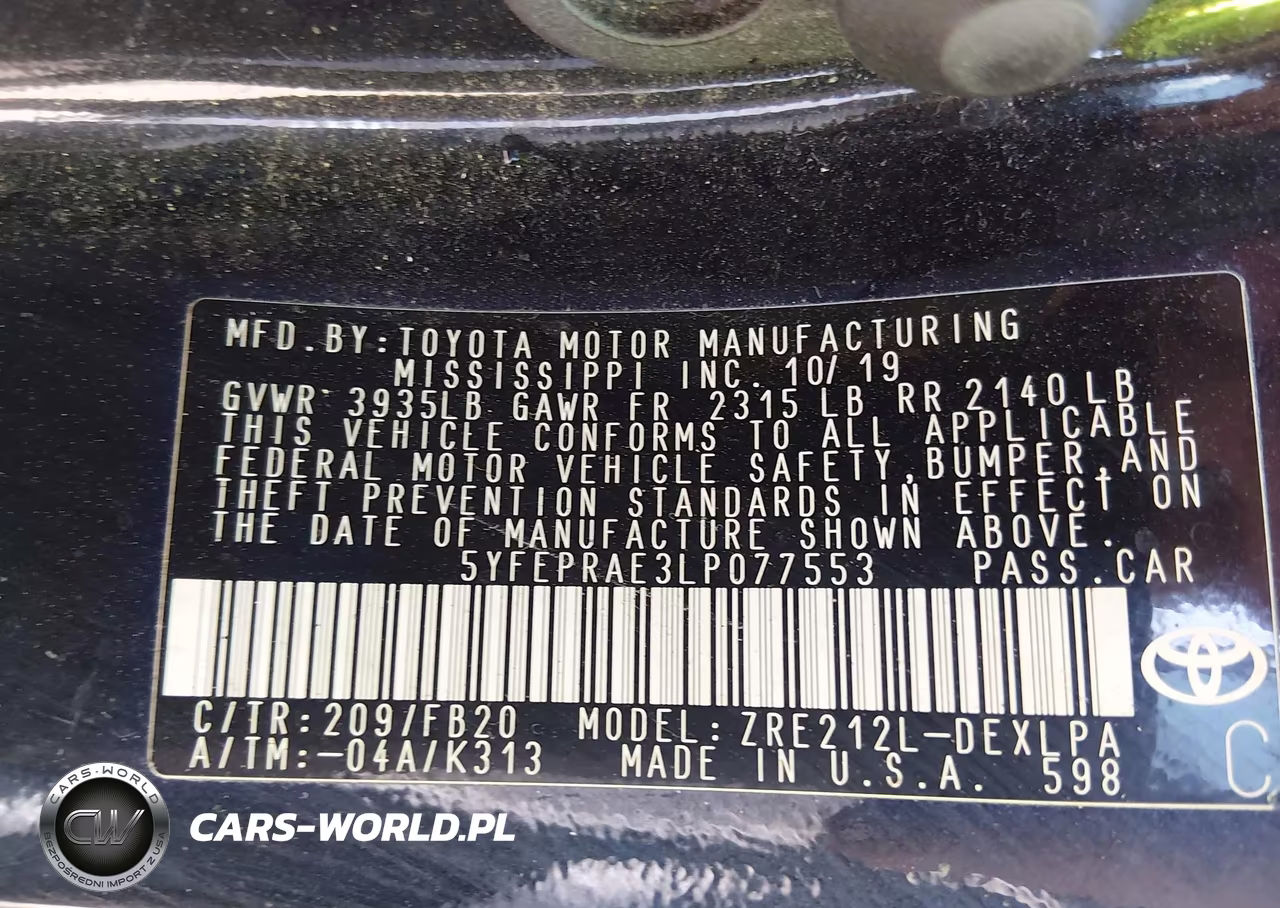 2020 Toyota Corolla Le VIN:5YFEPRAE3LP077553 - 9