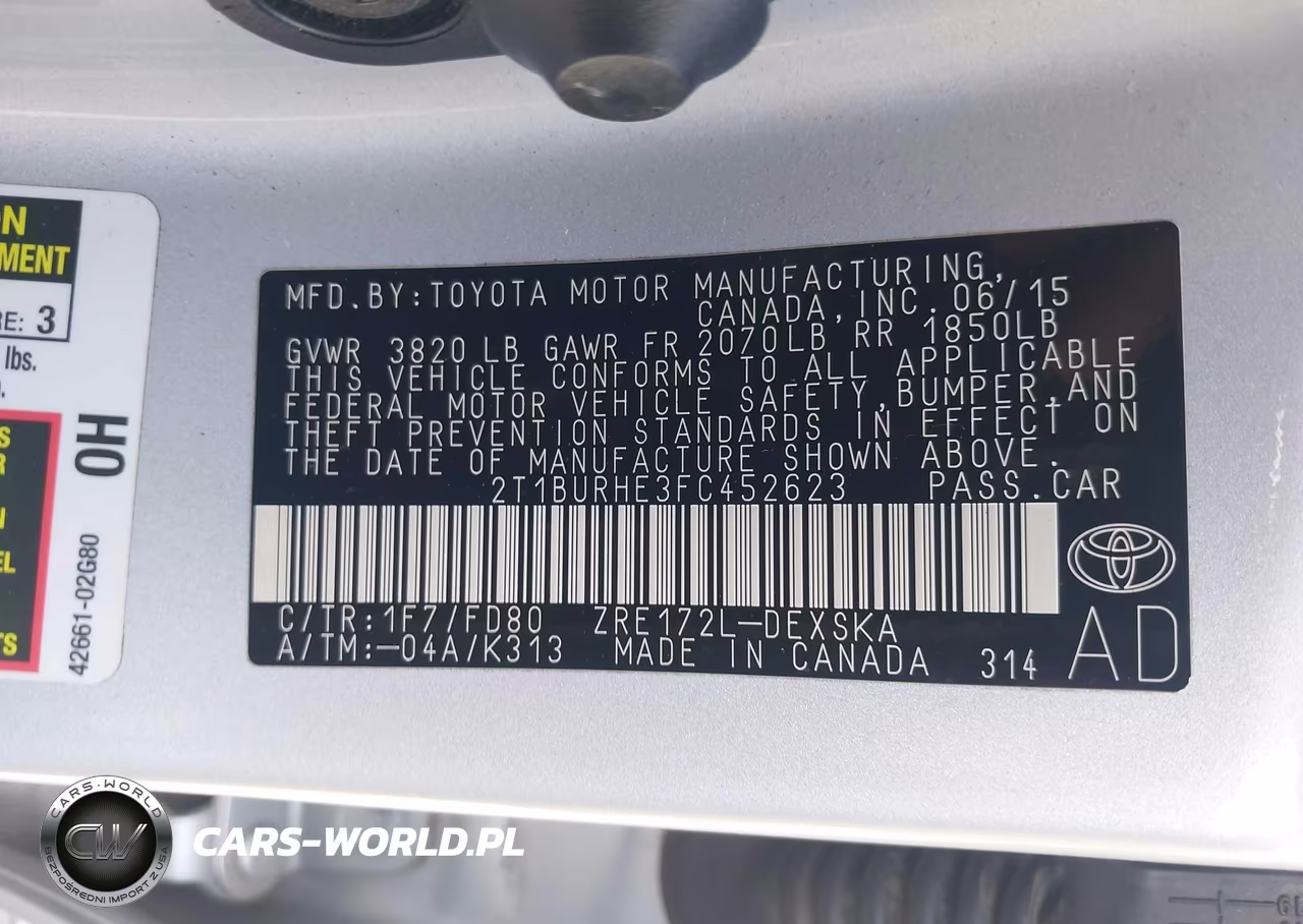 2015 Toyota Corolla S Plus VIN:2T1BURHE3FC452623 - 9