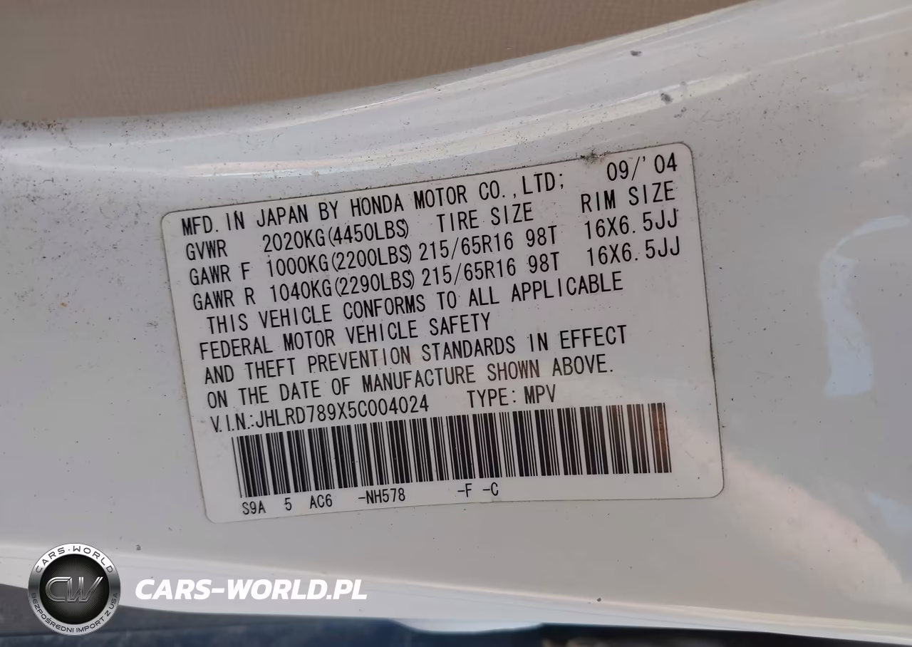 2005 Honda Cr-V Se VIN:JHLRD789X5C004024 - 9