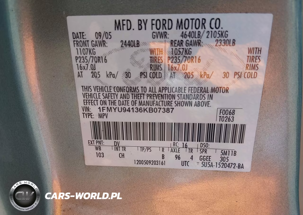 2006 Ford Escape Limited VIN:1FMYU94136KB07387 - 9