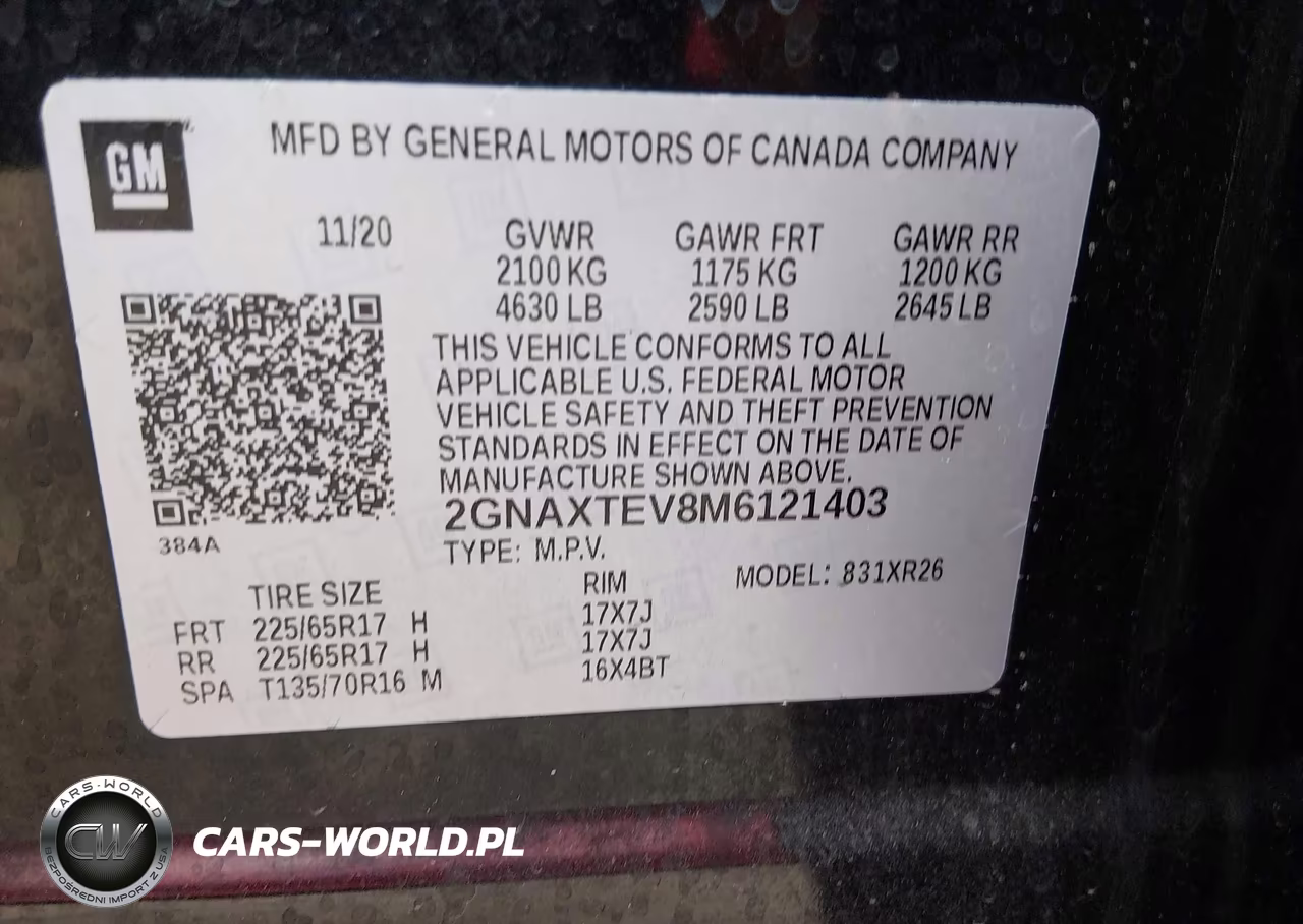 2021 Chevrolet Equinox Awd 2Fl VIN:2GNAXTEV8M6121403 - 9