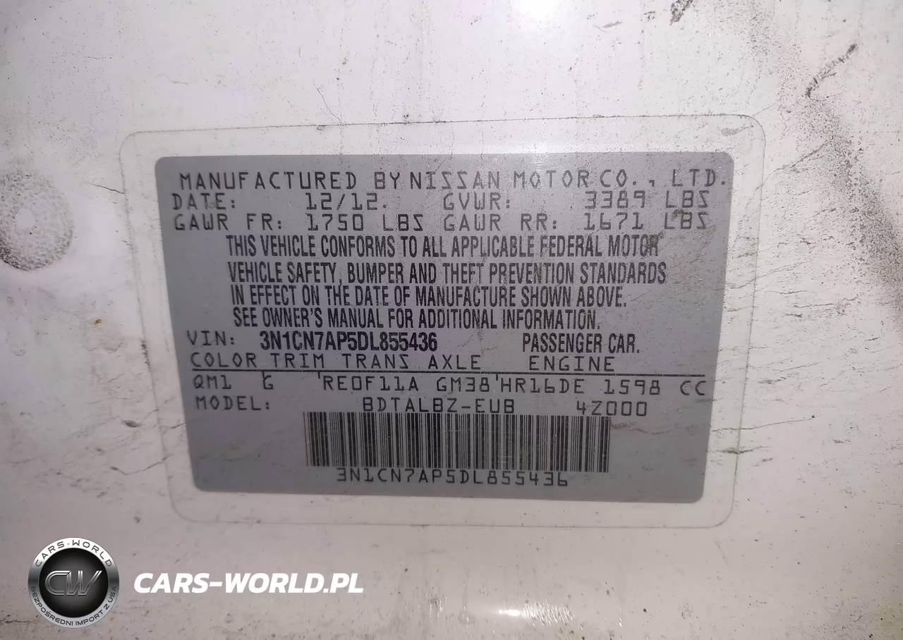 2013 Nissan Versa 1.6 Sv VIN:3N1CN7AP5DL855436 - 9