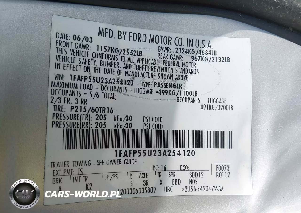 2003 Ford Taurus Ses VIN:1FAFP55U23A254120 - 9