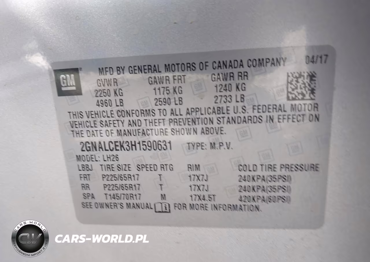 2017 Chevrolet Equinox Lt VIN:2GNALCEK3H1590631 - 9