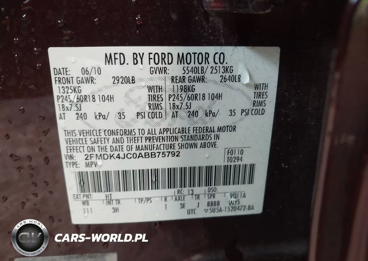 2010 Ford Edge Sel VIN:2FMDK4JC0ABB75792 - 9