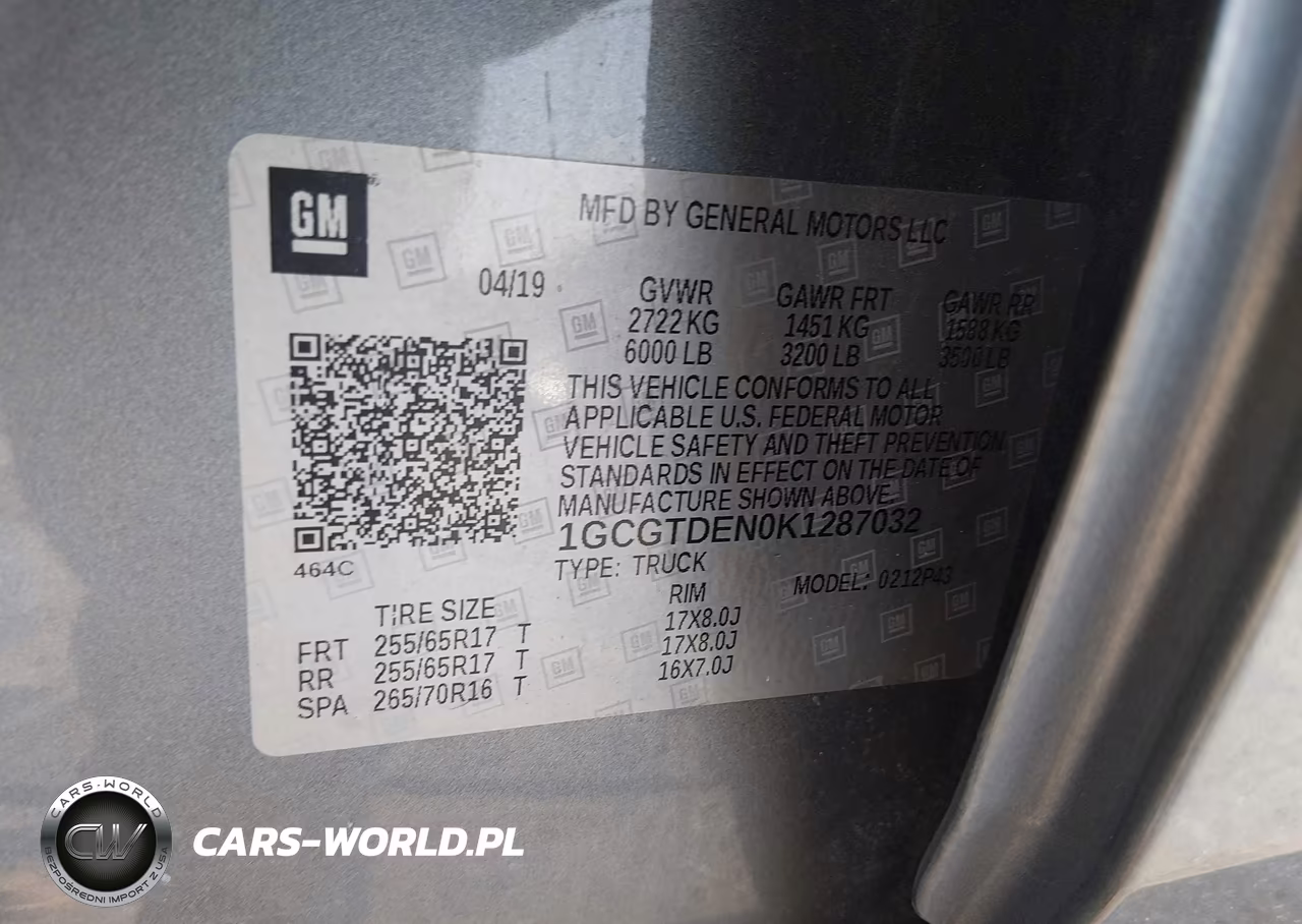 2019 Chevrolet Colorado Z71 VIN:1GCGTDEN0K1287032 - 9