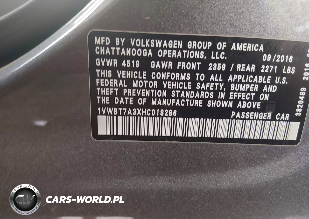 2017 Volkswagen Passat 1.8T Se VIN:1VWBT7A3XHC018286 - 9