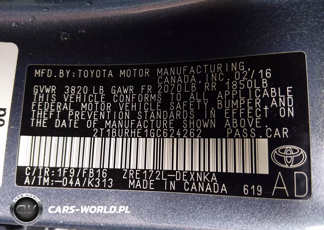 2016 Toyota Corolla Le Plus VIN:2T1BURHE1GC624262 - 9