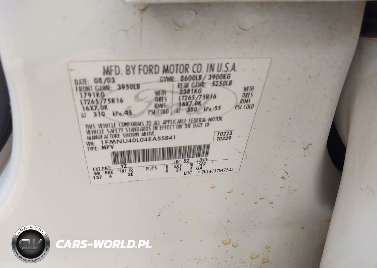 2004 Ford Excursion Xls-Xlt VIN:1FMNU40L04EA55841 - 9