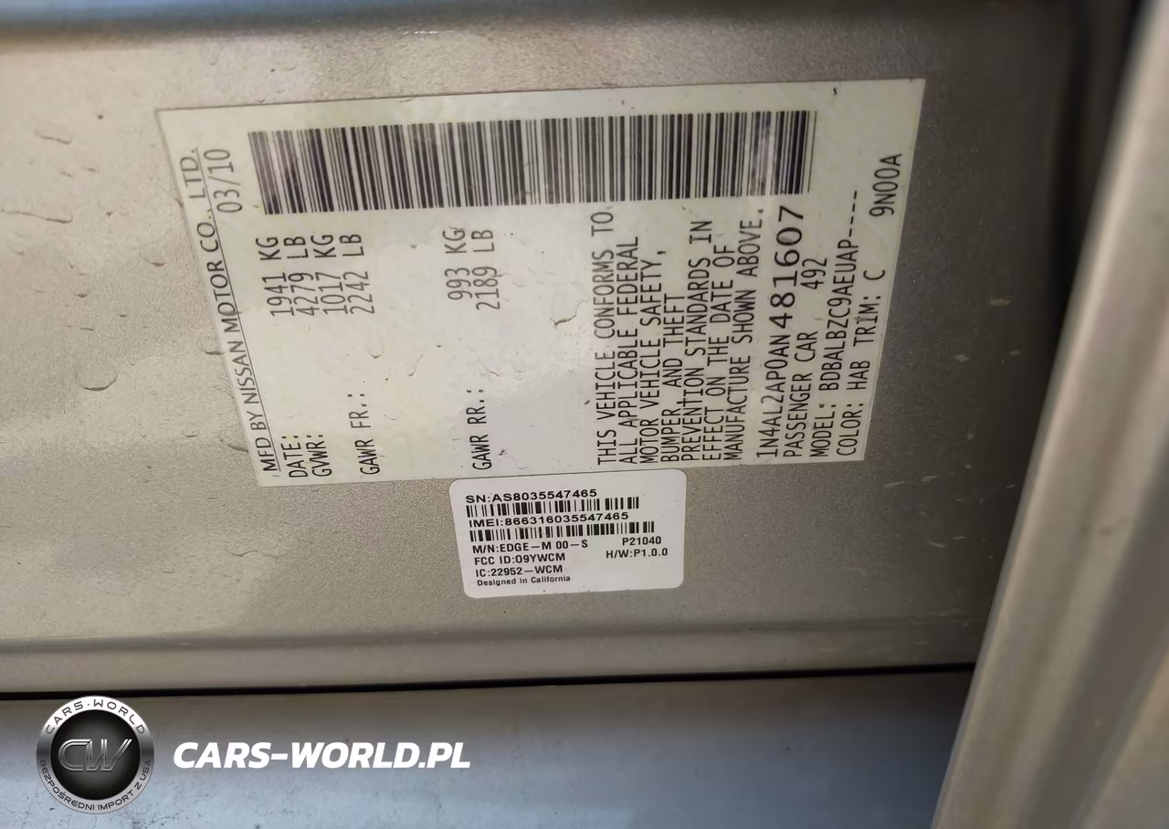 2010 Nissan Altima 2.5 S VIN:1N4AL2AP0AN481607 - 9