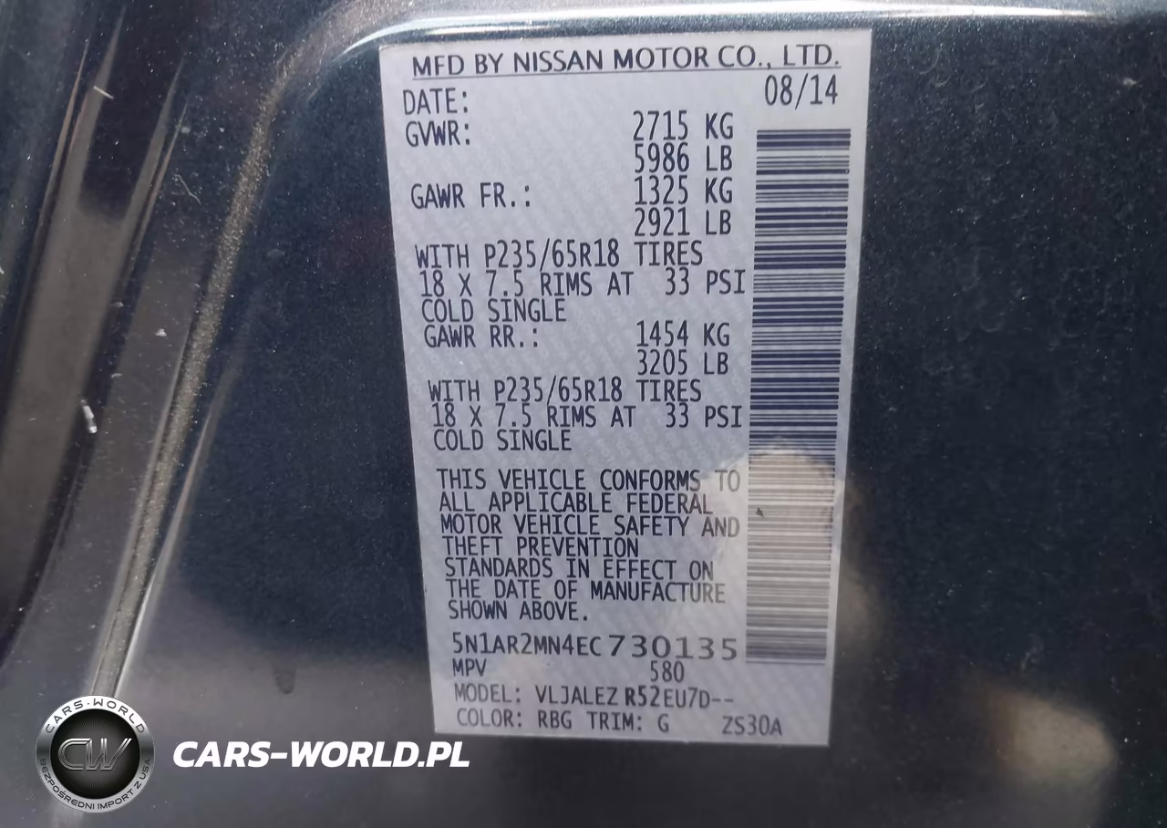2014 Nissan Pathfinder Sv VIN:5N1AR2MN4EC730135 - 9