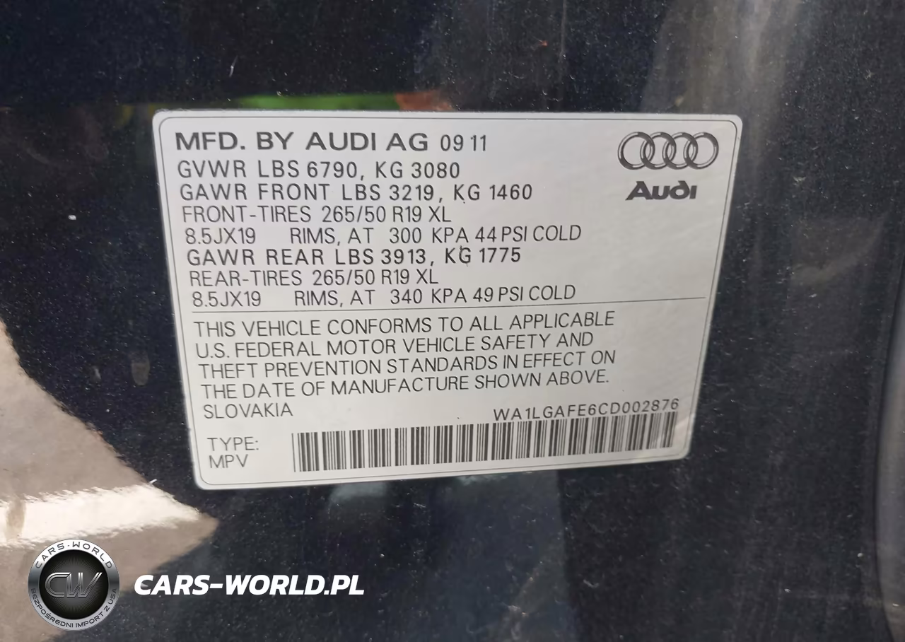 2012 Audi Q7 3.0T Premium VIN:WA1LGAFE6CD002876 - 9