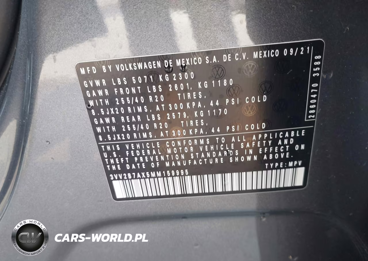 2021 Volkswagen Tiguan 2.0T Se-2.0T Se R-Line Black-2.0T Sel VIN:3VV2B7AX5MM159995 - 9