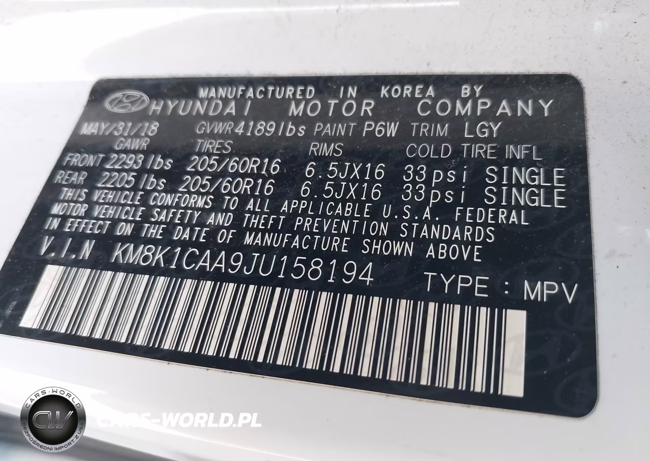 2018 Hyundai Kona Se VIN:KM8K1CAA9JU158194 - 9