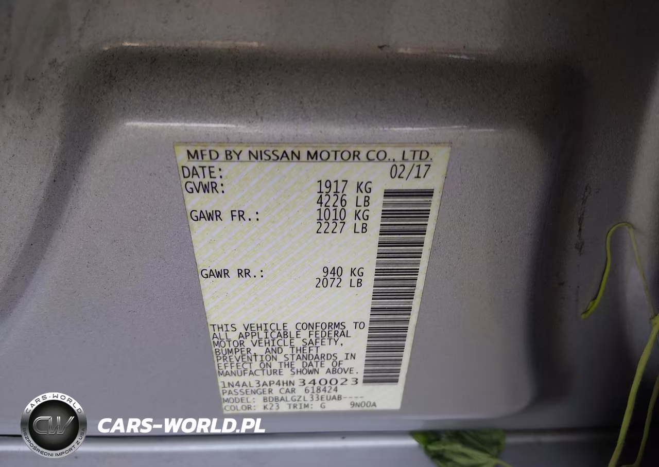 2017 Nissan Altima 2.5 S VIN:1N4AL3AP4HN340023 - 9