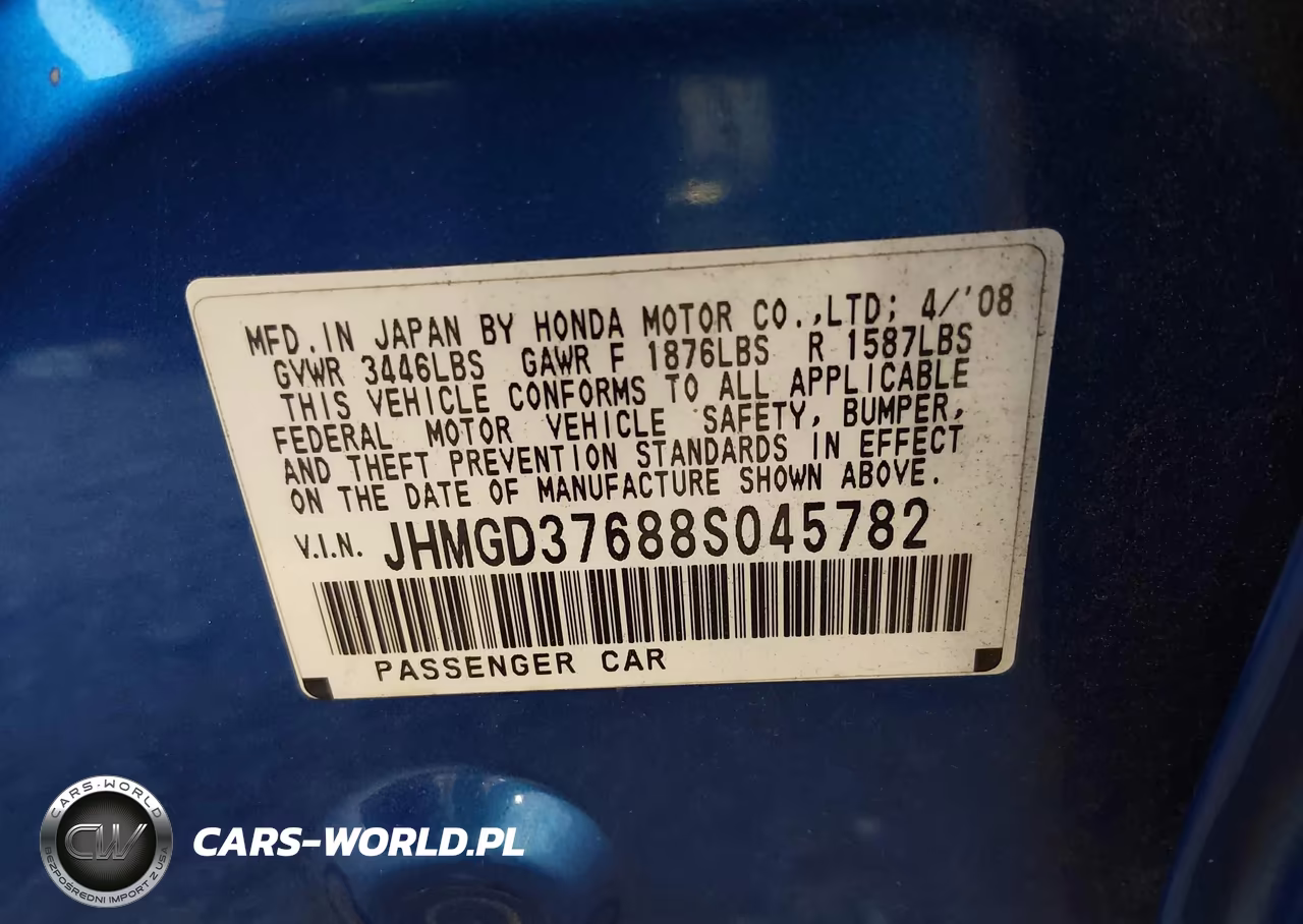 2008 Honda Fit Sport VIN:JHMGD37688S045782 - 9