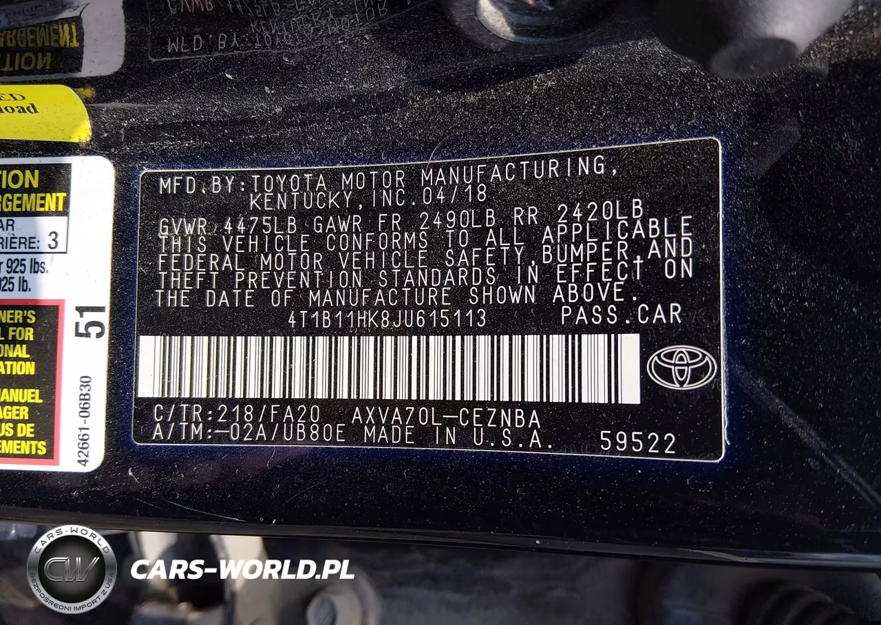 2018 Toyota Camry Le VIN:4T1B11HK8JU615113 - 9