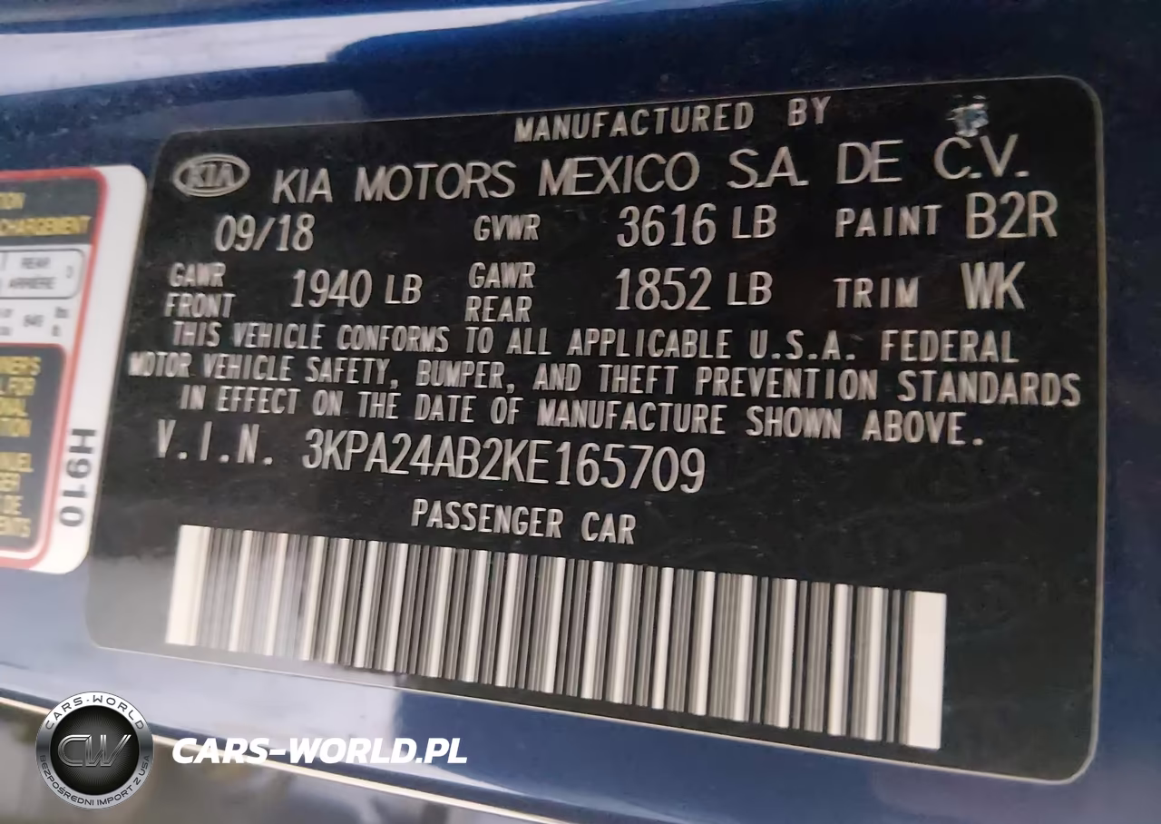 2019 Kia Rio S VIN:3KPA24AB2KE165709 - 9
