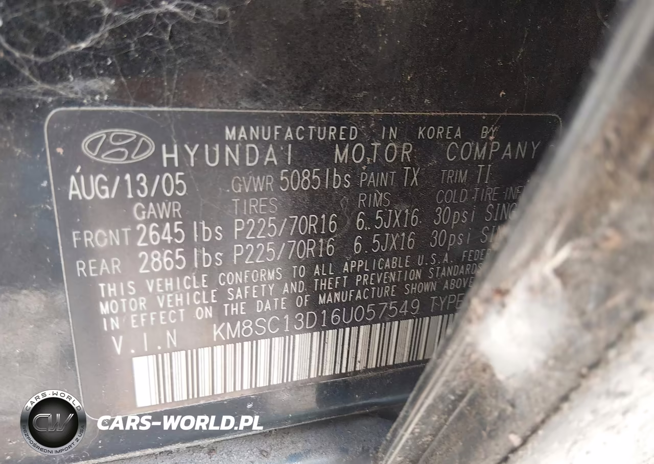 2006 Hyundai Santa Fe Gls VIN:KM8SC13D16U057549 - 9