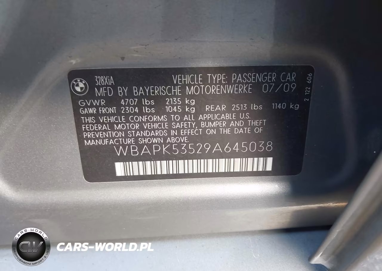 2009 BMW 328I xDrive VIN:WBAPK53529A645038 - 9
