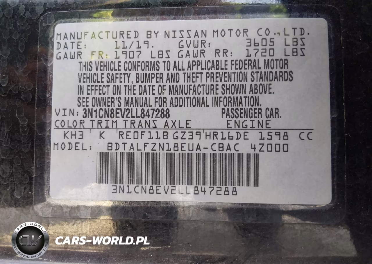 2020 Nissan Versa Sv Xtronic Cvt VIN:3N1CN8EV2LL847288 - 9