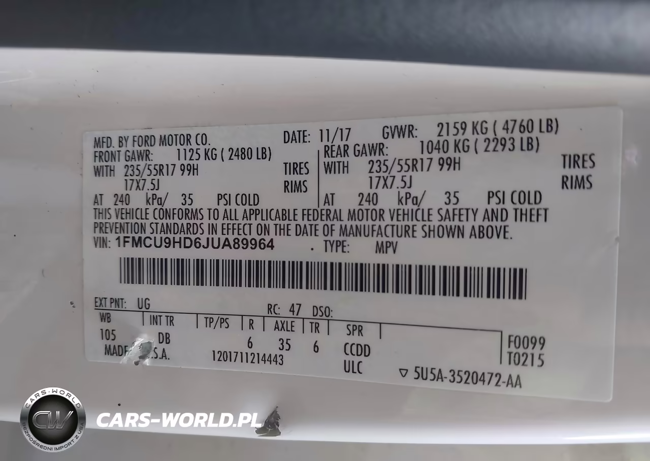 2018 Ford Escape Sel VIN:1FMCU9HD6JUA89964 - 9