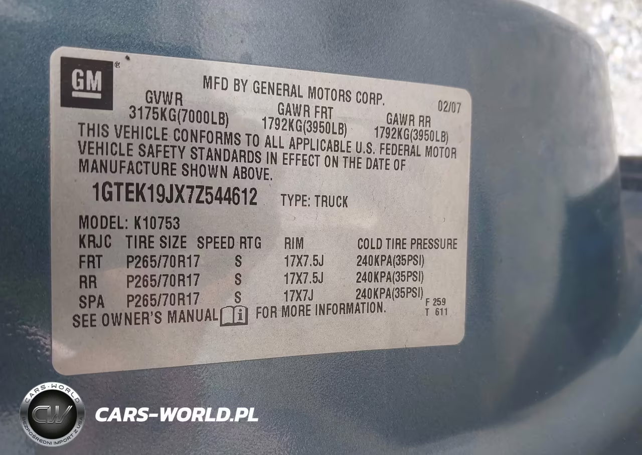 2007 GMC Sierra 1500 Sle1 VIN:1GTEK19JX7Z544612 - 9