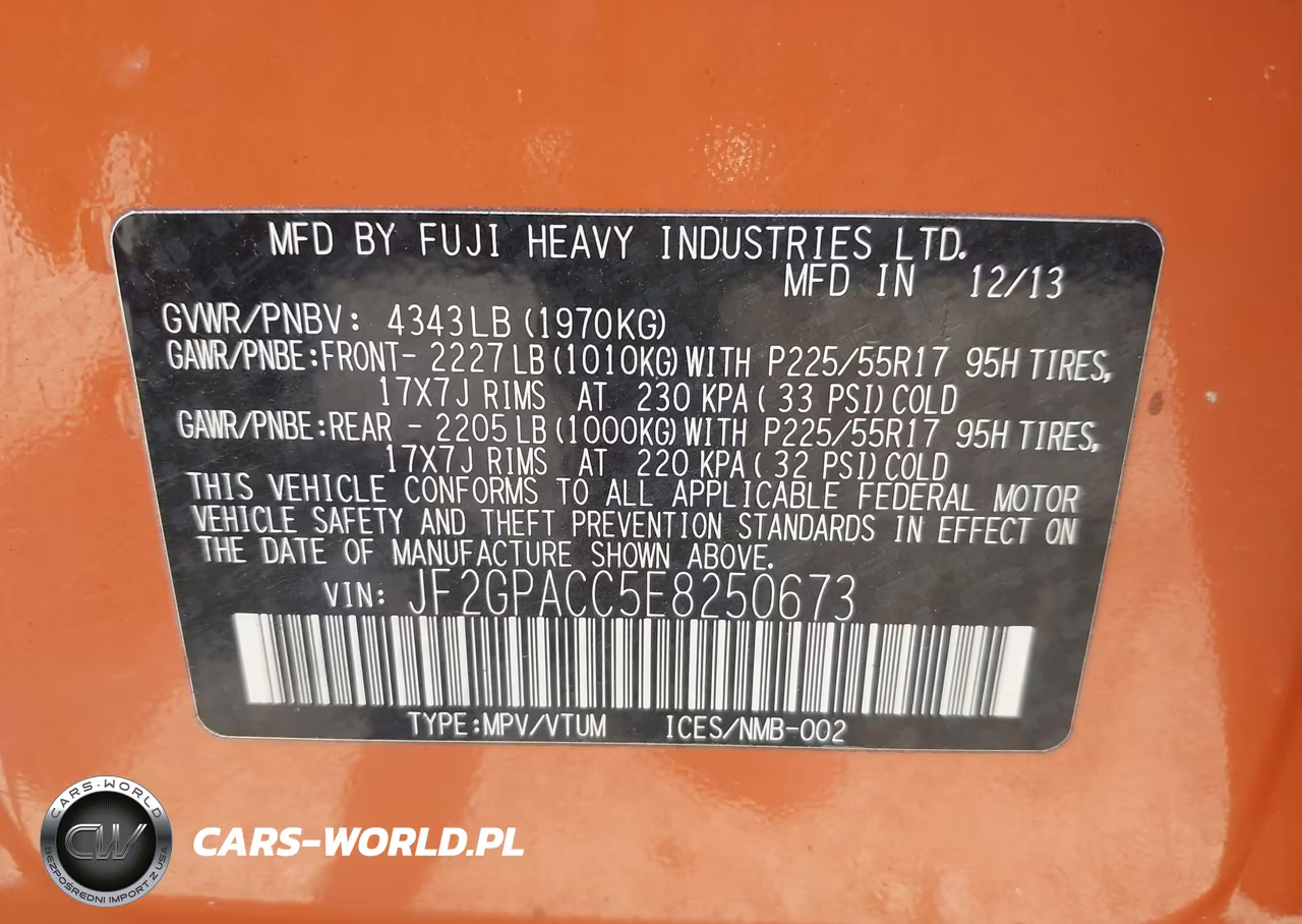 2014 Subaru Xv Crosstrek 2.0I Premium VIN:JF2GPACC5E8250673 - 9