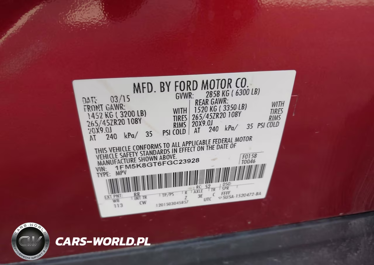 2015 Ford Explorer Sport VIN:1FM5K8GT6FGC23928 - 9