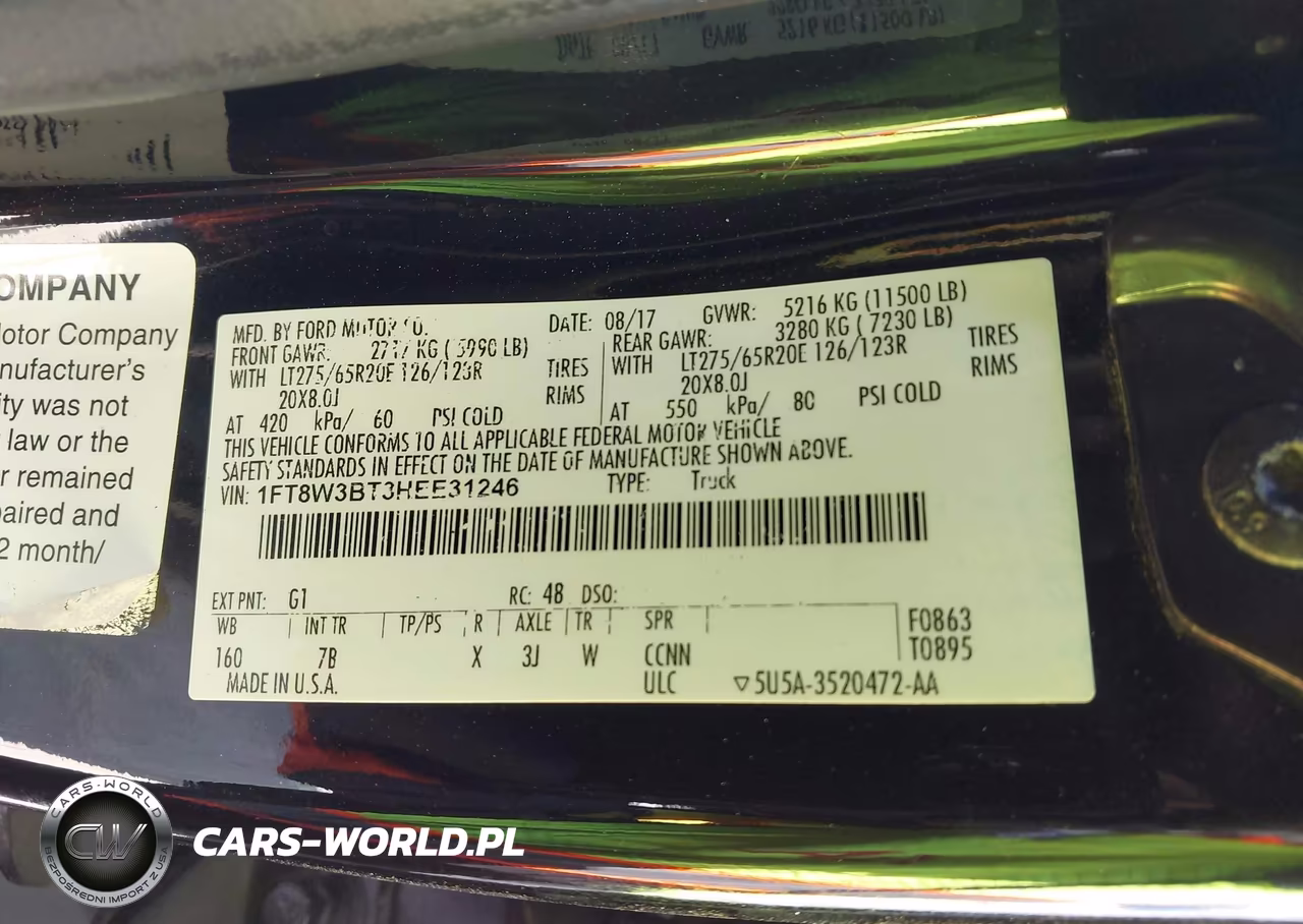2017 Ford F-350 Platinum VIN:1FT8W3BT3HEE31246 - 8