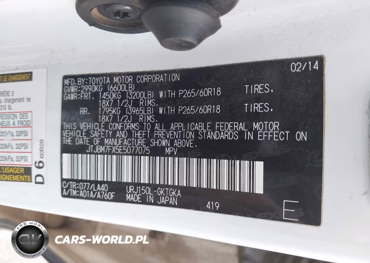 2014 Lexus Gx 460 VIN:JTJBM7FX5E5077075 - 9