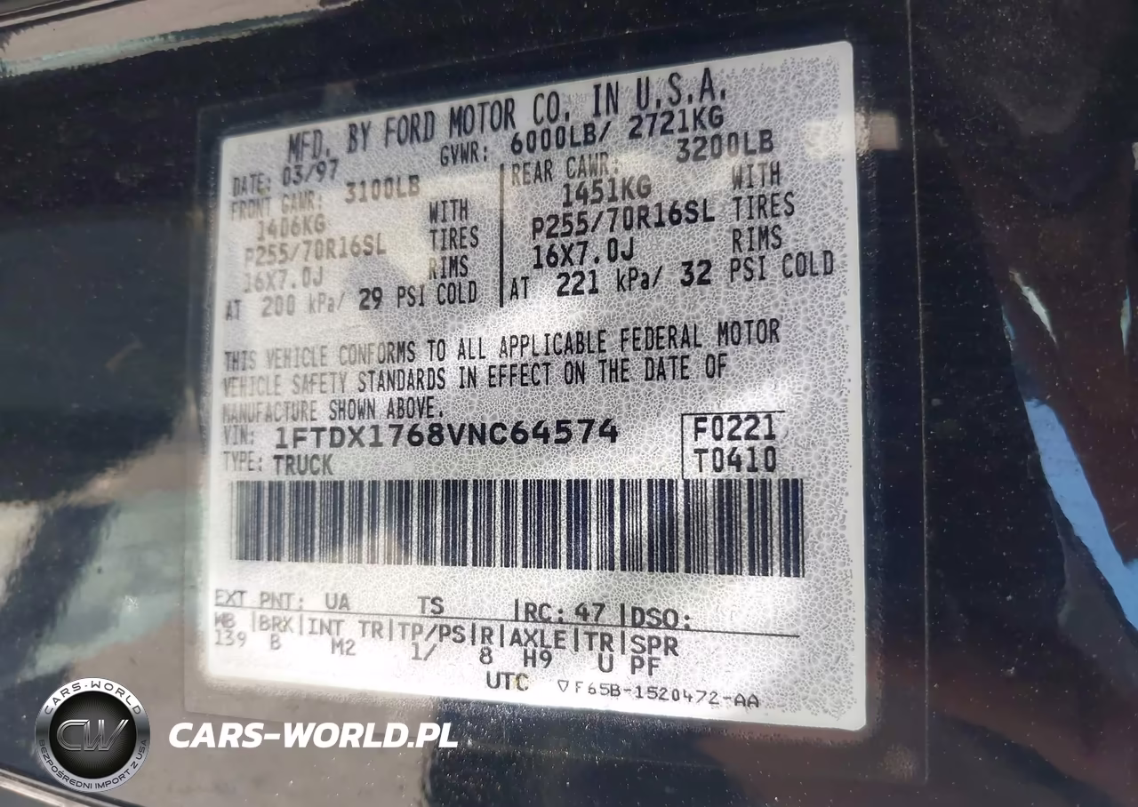 1997 Ford F-150 Standard Lariat-Standard-Xl-Xlt VIN:1FTDX1768VNC64574 - 9