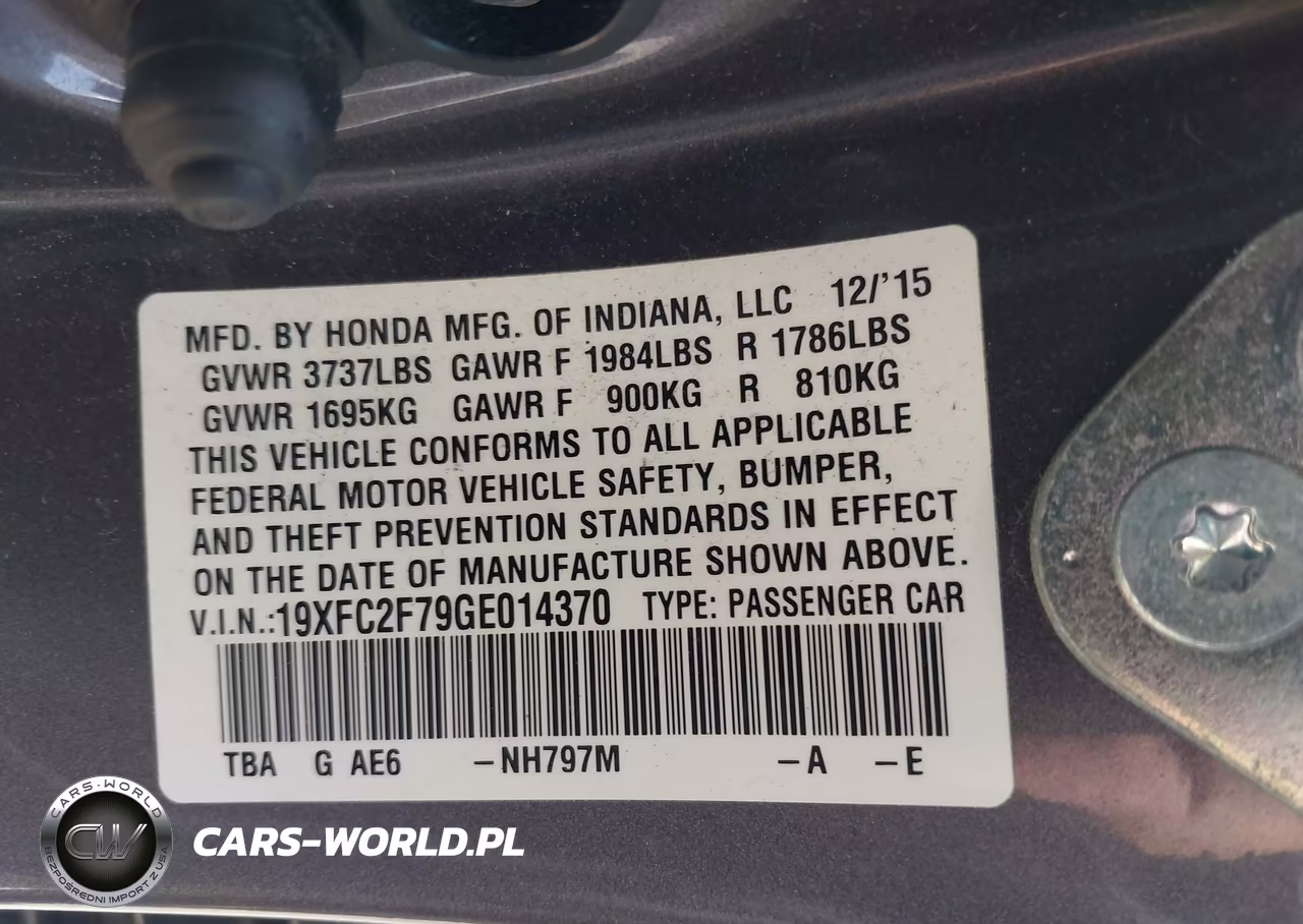 2016 Honda Civic Ex VIN:19XFC2F79GE014370 - 9