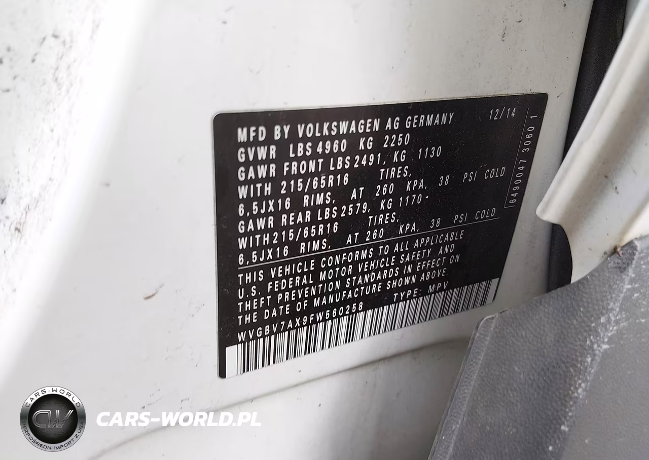 2015 Volkswagen Tiguan S VIN:WVGBV7AX9FW560258 - 9