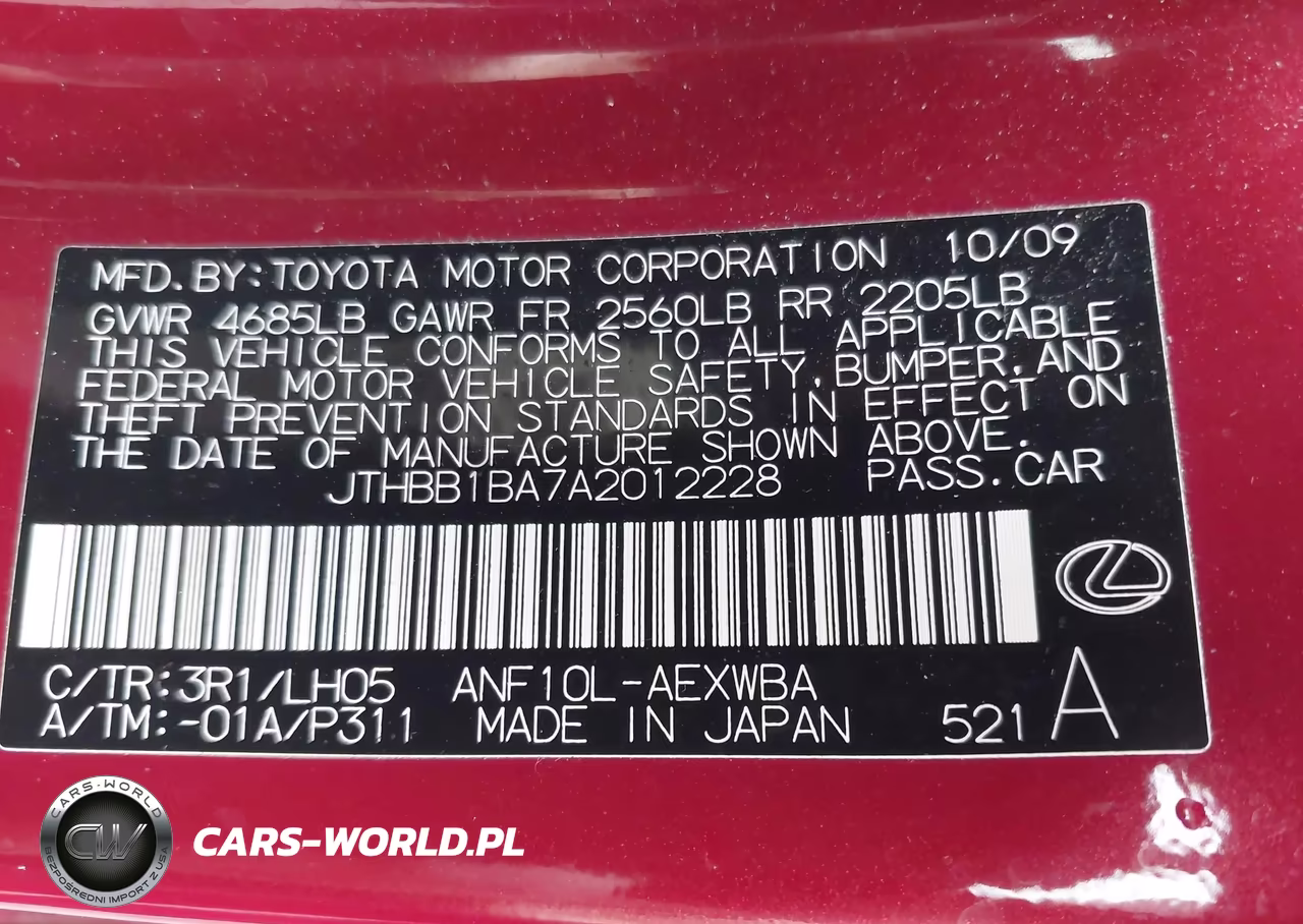 2010 Lexus Hs 250H Premium VIN:JTHBB1BA7A2012228 - 9