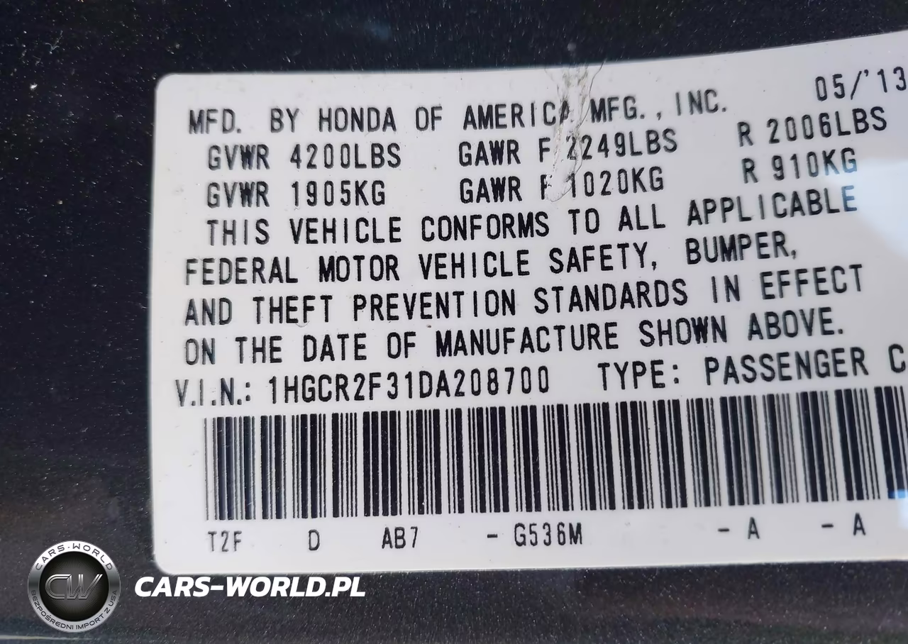 2013 Honda Accord Lx VIN:1HGCR2F31DA208700 - 9