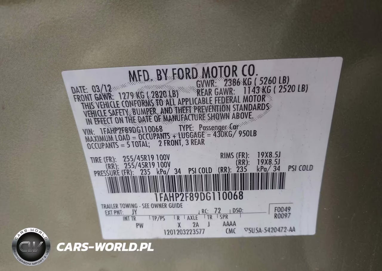 2013 Ford Taurus Limited VIN:1FAHP2F89DG110068 - 9