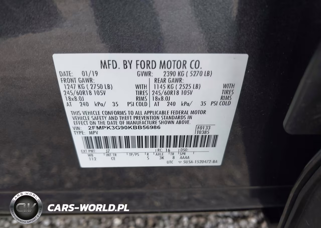 2019 Ford Edge Se VIN:2FMPK3G90KBB56986 - 9