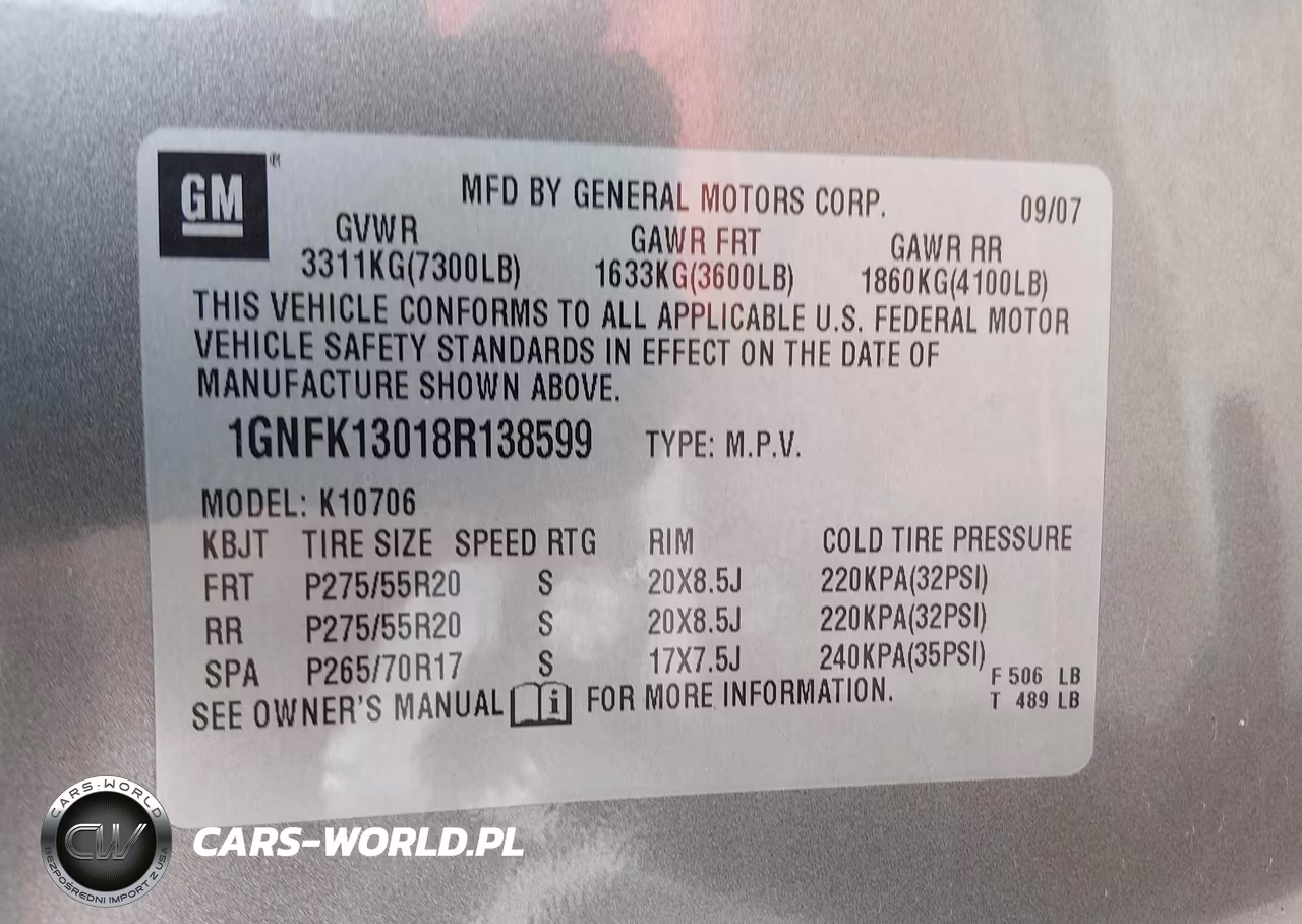 2008 Chevrolet Tahoe Lt VIN:1GNFK13018R138599 - 9