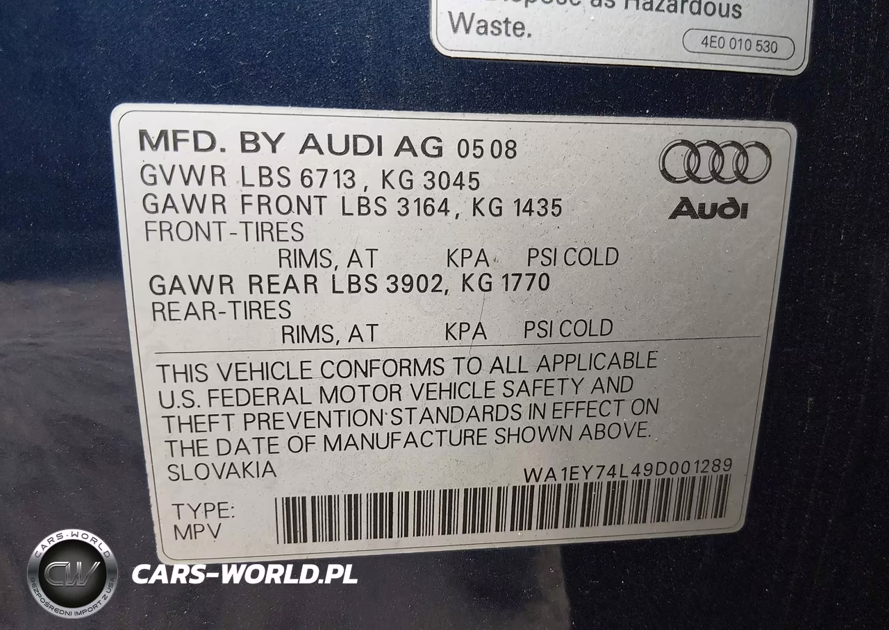 2009 Audi Q7 3.6 Premium VIN:WA1EY74L49D001289 - 9