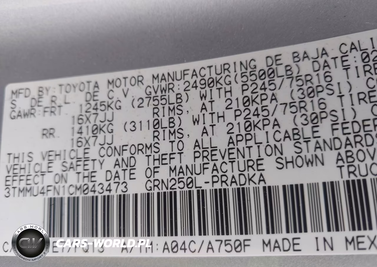2012 Toyota Tacoma Base V6 VIN:3TMMU4FN1CM043473 - 9