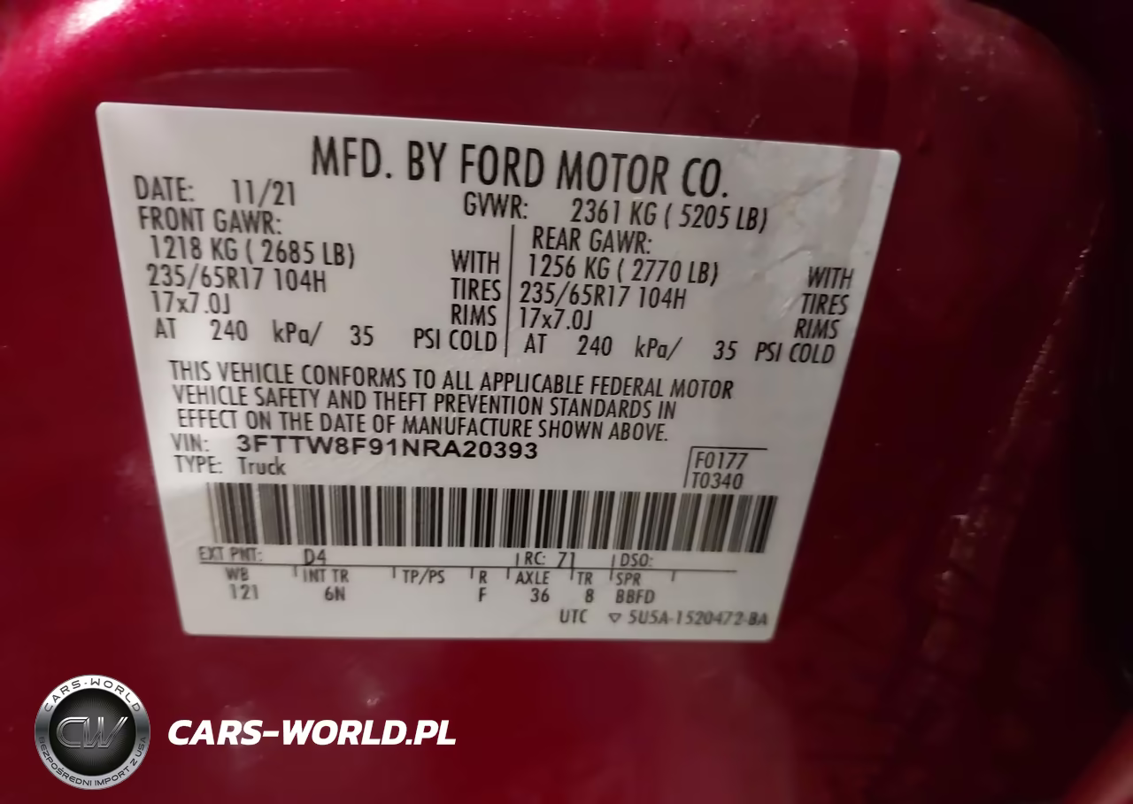 2022 Ford Maverick Lariat VIN:3FTTW8F91NRA20393 - 9