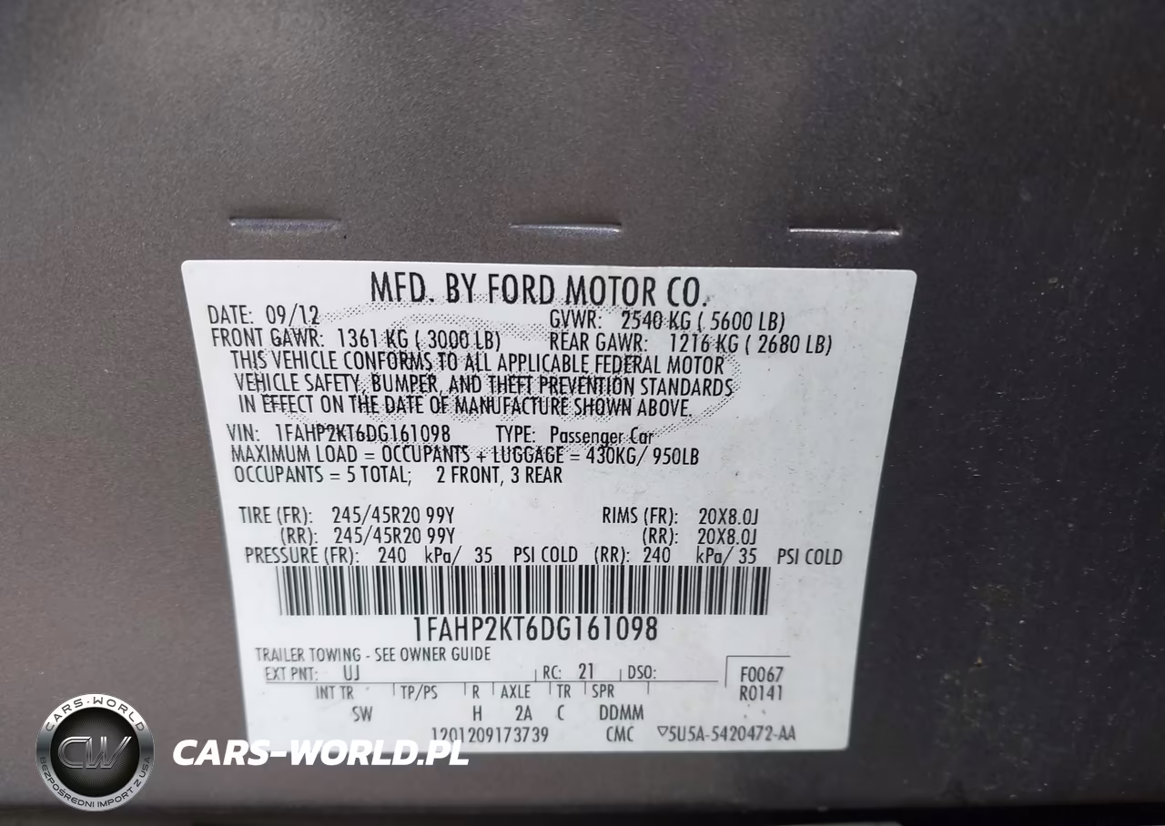 2013 Ford Taurus Sho VIN:1FAHP2KT6DG161098 - 9