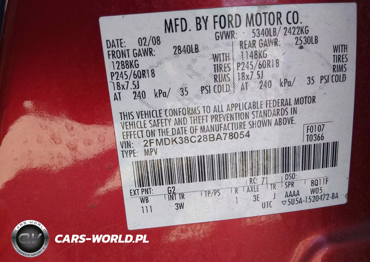 2008 Ford Edge Sel VIN:2FMDK38C28BA78054 - 9