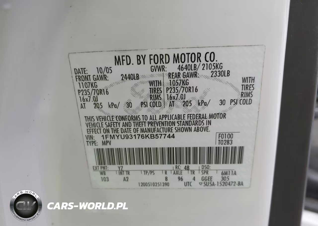 2006 Ford Escape Xlt-Xlt Sport VIN:1FMYU93176KB57744 - 9