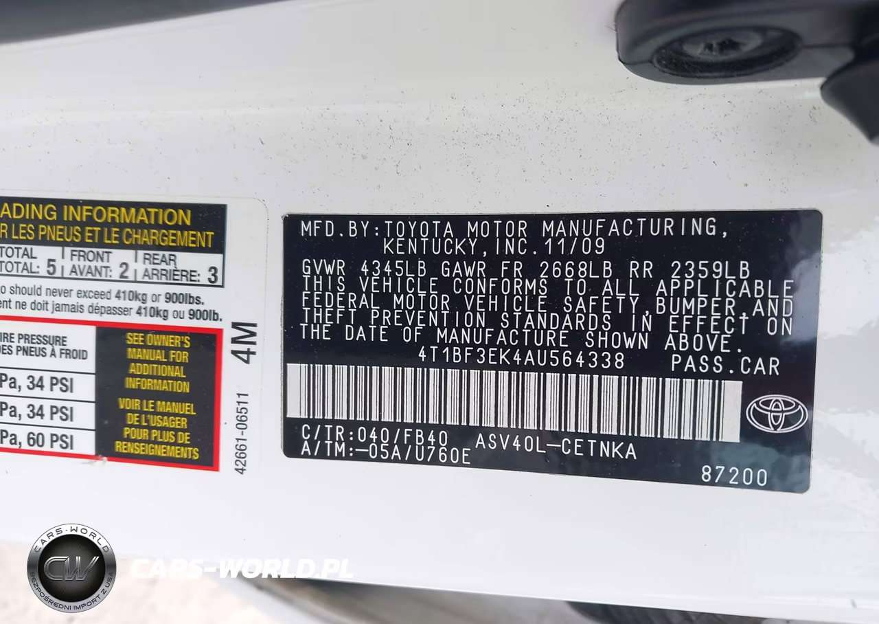 2010 Toyota Camry Le VIN:4T1BF3EK4AU564338 - 9