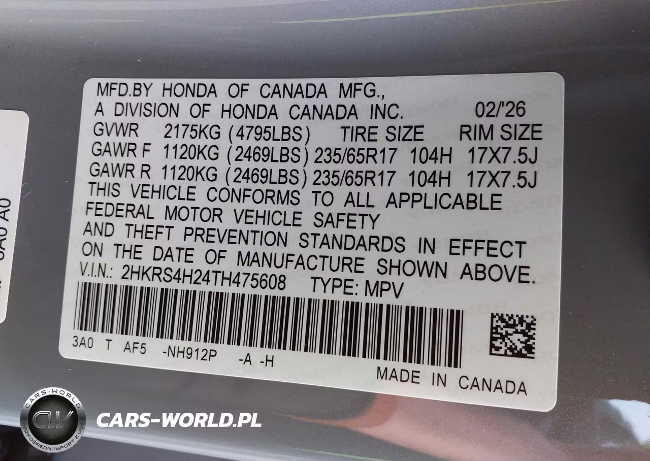 2026 Honda Cr-V Lx Awd VIN:2HKRS4H24TH475608 - 9