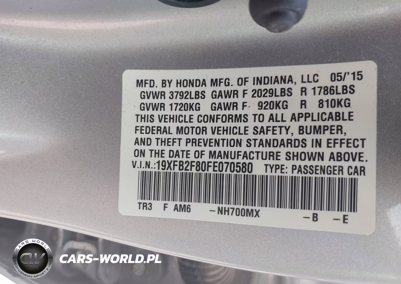 2015 Honda Civic Ex VIN:19XFB2F80FE070580 - 9